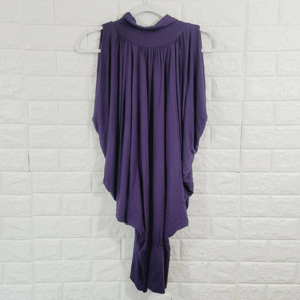 Chico's LVL X Women's Batwing Blouson Kaftan Pleated Dress Purple Size Small